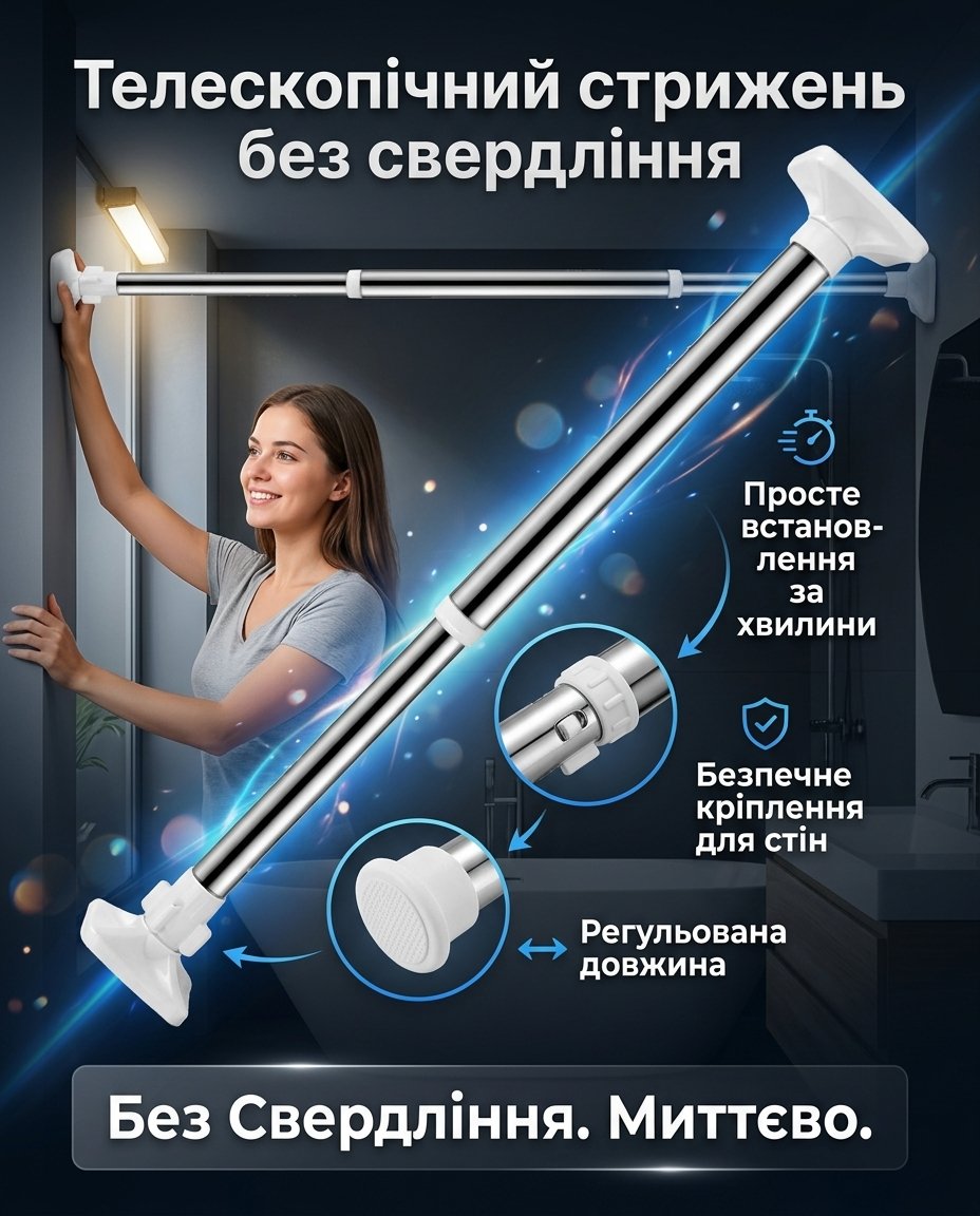 magazi.shop Телескопічна розсувна штанга 200 см
